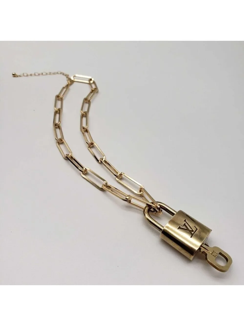 Authentic Louis Vuitton Lock & Key with Unbranded Gold Plated Chain Necklace